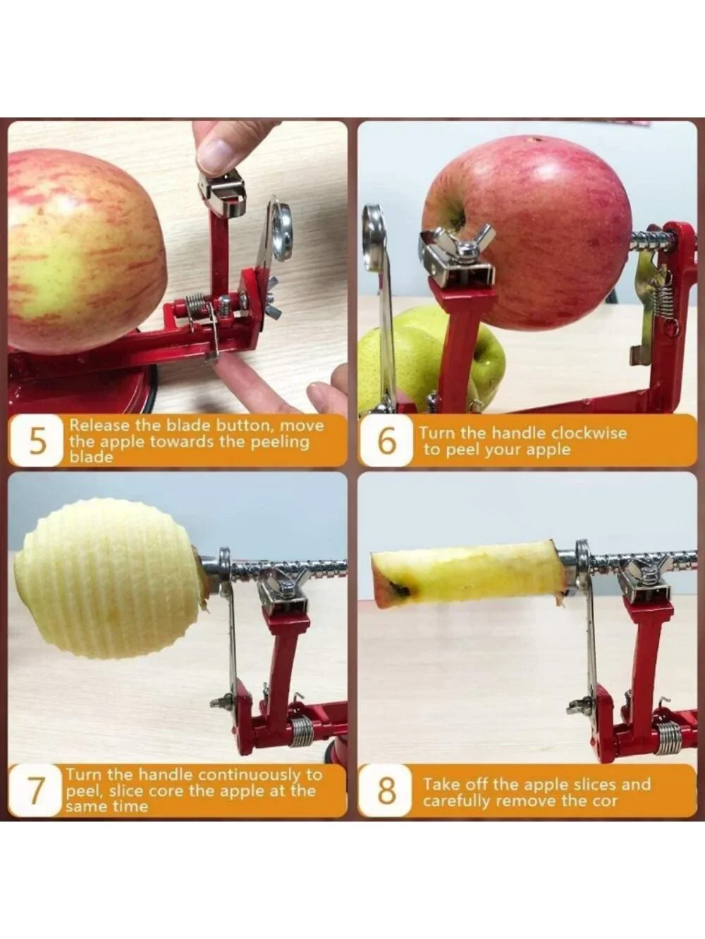 3-in-1 Stainless Steel Apple Peeler & Slicer with Suction Base & Extra Blades